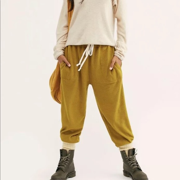 Free People Sweatpant Slouch Elastic Waist Fuzzy